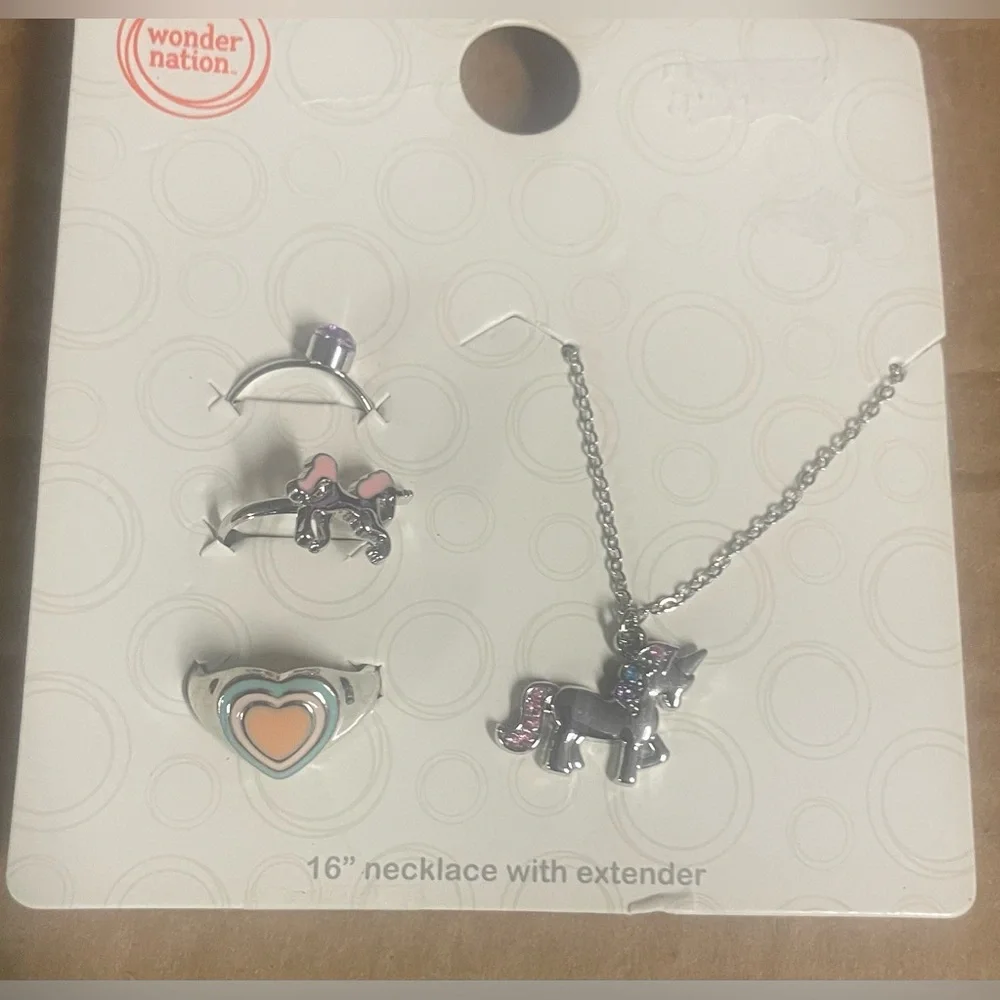 🔴 3/$12 Wonder Nation Unicorn Jewelry Set - Silver and Pink Accents!‎ NEW!